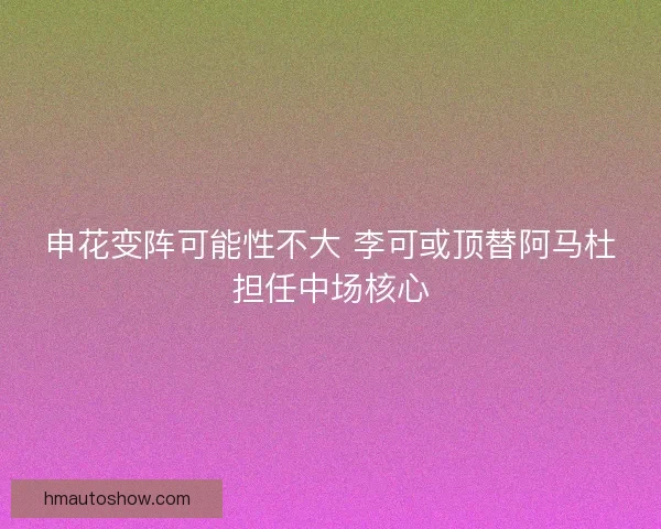 申花变阵可能性不大 李可或顶替阿马杜担任中场核心